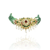 Nyka Jadau Choker Set Green - The Pashm